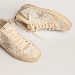 Golden Goose Women's Mid Star With Star In Light Gray Suede And Gold Flash