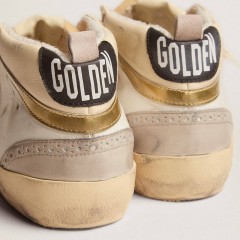 Golden Goose Women's Mid Star With Star In Light Gray Suede And Gold Flash