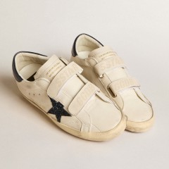 Golden Goose Women's Old School In Leather With Blue Glitter Star And Blue Leather Heel Tab