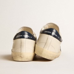 Golden Goose Women's Old School In Leather With Blue Glitter Star And Blue Leather Heel Tab