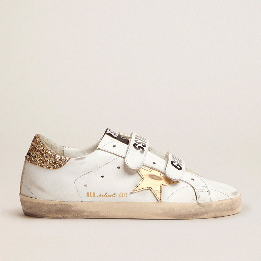 Golden Goose Women's Old School With Gold Star In Laminated Leather