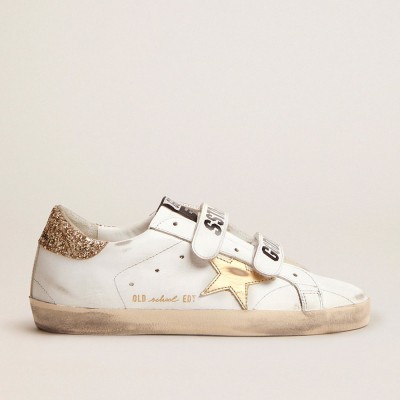 Golden Goose Women's Old School With Gold Star In Laminated Leather