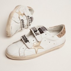 Golden Goose Women's Old School With Gold Star In Laminated Leather