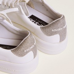 Golden Goose Women's Purestar Sneakers With Glittery Silver Heel Tab