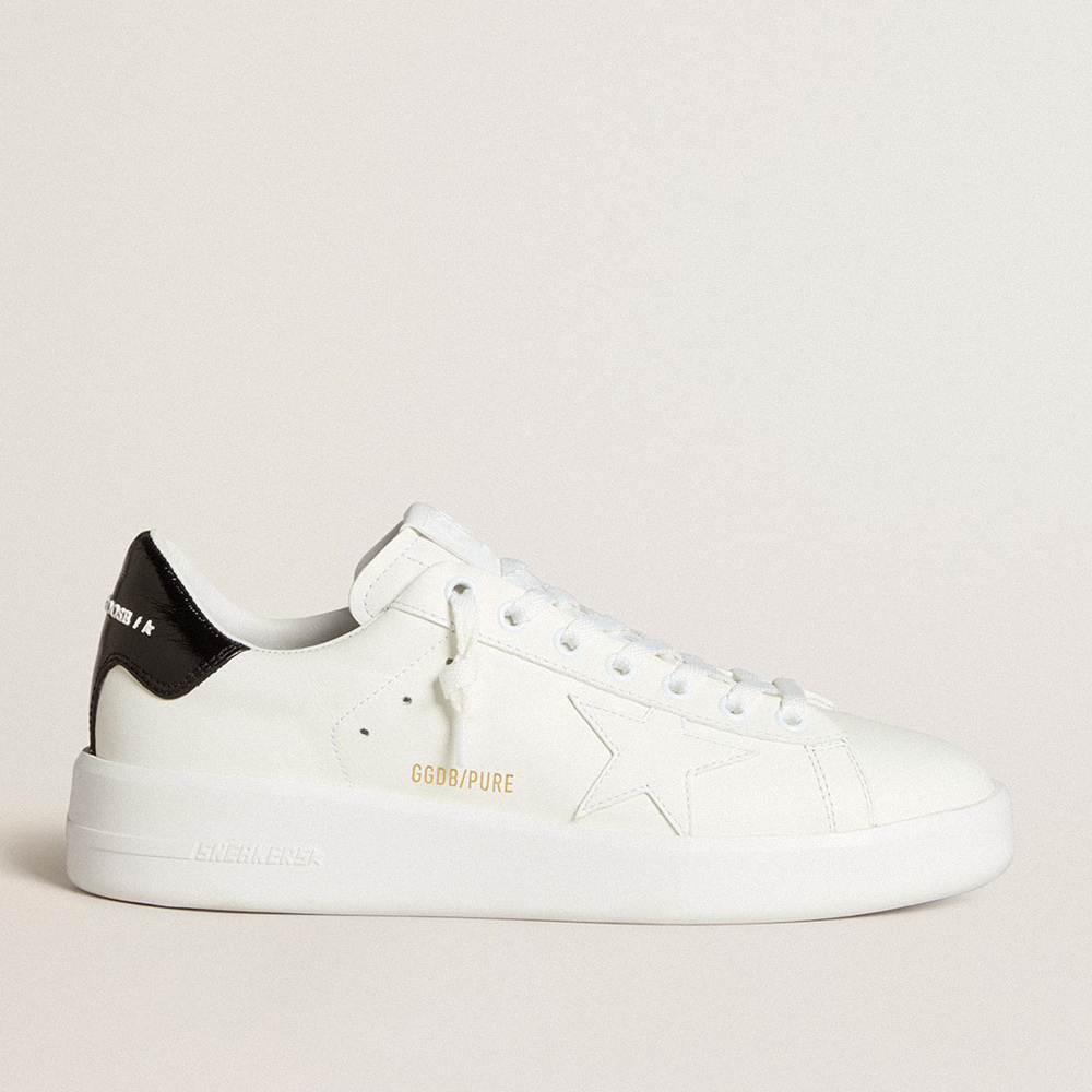 Golden Goose Women's Purestar With Leather Star And Black Patent Leather Heel Tab