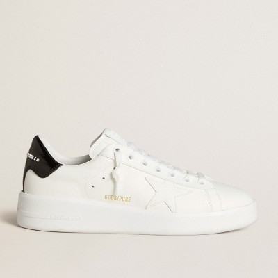 Golden Goose Women's Purestar With Leather Star And Black Patent Leather Heel Tab