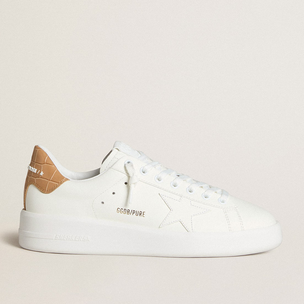 Golden Goose Women's Purestar With Leather Star And Croc-print Leather Heel Tab