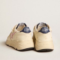 Golden Goose Women's Running Sole In Nappa Leather With Pink Leather Star And Blue Leather Heel Tab