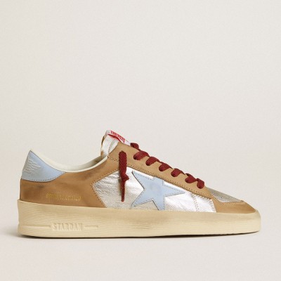 Golden Goose Women's Silver Stardan LTD With Light Blue Leather Star And Nubuck Inserts