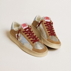 Golden Goose Women's Silver Stardan LTD With Light Blue Leather Star And Nubuck Inserts