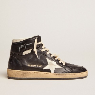 Golden Goose Women's Sky-Star In Black Nappa With White Star