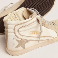 Golden Goose Women's Slide With Ice-gray Suede Star And White Flash