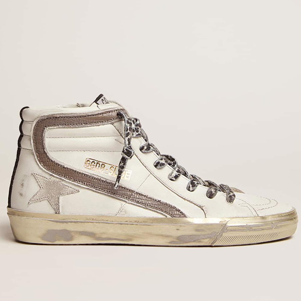 Golden Goose Women's Slide With Star In White Suede And Leather Flash