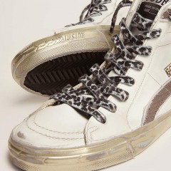 Golden Goose Women's Slide With Star In White Suede And Leather Flash