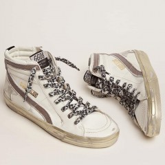 Golden Goose Women's Slide With Star In White Suede And Leather Flash