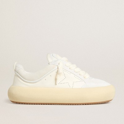 Golden Goose Women's Space-Star Cube In White Leather With Perforated Star