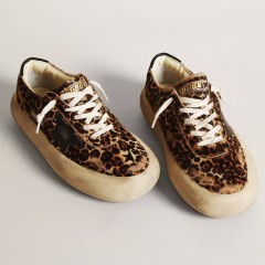 Golden Goose Women's Space-Star In Leopard Print Pony Skin With Black Star