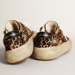 Golden Goose Women's Space-Star In Leopard Print Pony Skin With Black Star