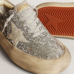 Golden Goose Women's Space-Star In Silver Glitter With Ice-gray Star