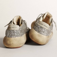 Golden Goose Women's Space-Star In Silver Glitter With Ice-gray Star