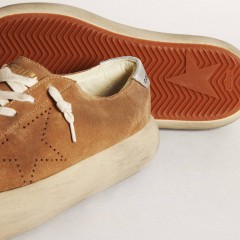 Golden Goose Women's Space-Star In Tobacco-colored Suede With Perforated Star