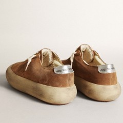 Golden Goose Women's Space-Star In Tobacco-colored Suede With Perforated Star