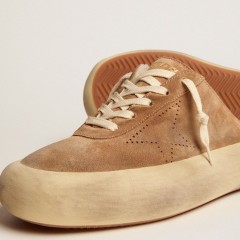 Golden Goose Women's Space-Star Sabot Shoes In Tobacco-colored Suede With Shearling Lining