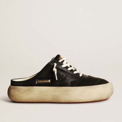 Golden Goose Women's Space-Star Sabots In Black Nylon With Black Leather Star