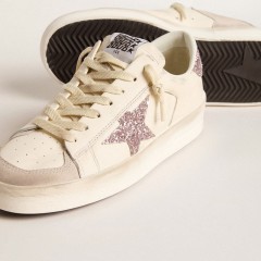 Golden Goose Women's Stardan In Nappa And Suede With Pink Glitter Star And Heel Tab