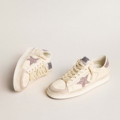 Golden Goose Women's Stardan In Nappa And Suede With Pink Glitter Star And Heel Tab