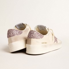 Golden Goose Women's Stardan In Nappa And Suede With Pink Glitter Star And Heel Tab