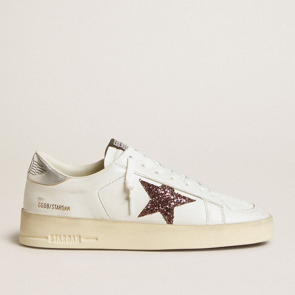 Golden Goose Women's Stardan In Nappa With Glitter Star And Metallic Leather Heel Tab