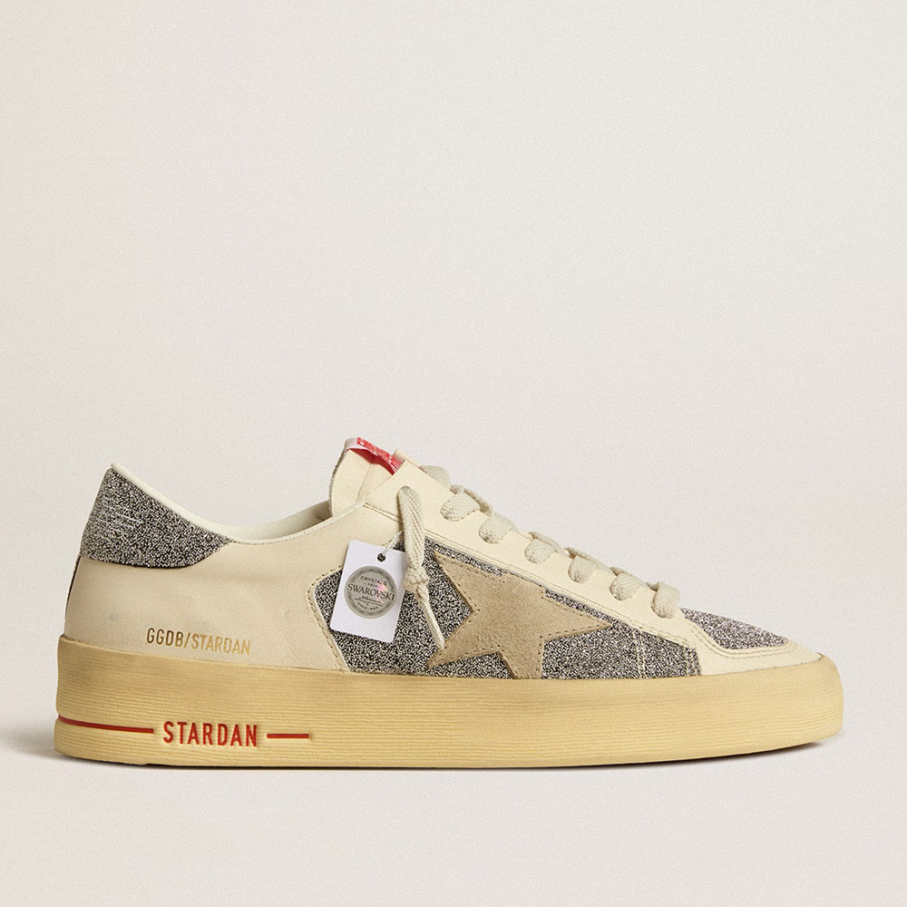 Golden Goose Women's Stardan In Suede With Sand Star And Silver Swarovski Crystal Inserts