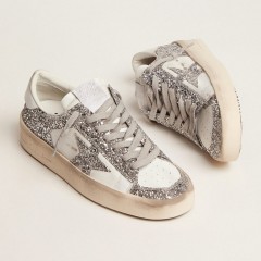 Golden Goose Women's Stardan In White Leather And Glitter