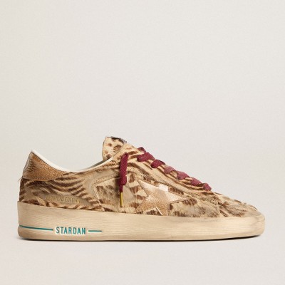 Golden Goose Women's Stardan LTD In Animal-print Pony Skin With Gold Glitter Star