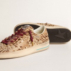 Golden Goose Women's Stardan LTD In Animal-print Pony Skin With Gold Glitter Star