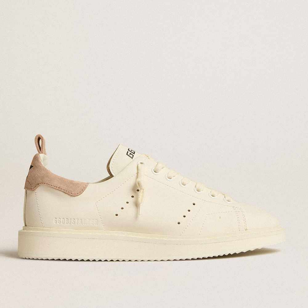 Golden Goose Women's Starter In White Leather With Light Brown Nubuck Heel Tab