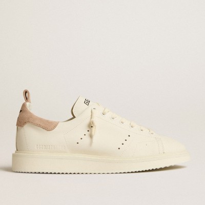 Golden Goose Women's Starter In White Leather With Light Brown Nubuck Heel Tab