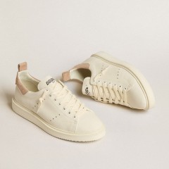 Golden Goose Women's Starter In White Leather With Light Brown Nubuck Heel Tab