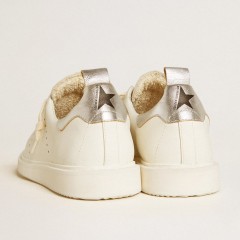 Golden Goose Women's Starter LTD In White Leather With Silver Metallic Leather Heel Tab