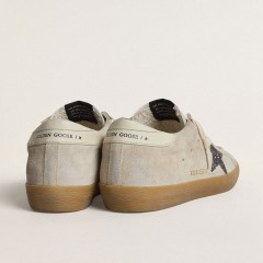 Golden Goose Women's Super-Star In Ice-gray Suede With Silver Glitter Star And Leather Heel Tab