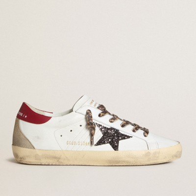 Golden Goose Women's Super-Star In Nappa With Glitter Star And Red Nappa Heel Tab