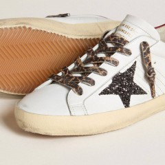 Golden Goose Women's Super-Star In Nappa With Glitter Star And Red Nappa Heel Tab