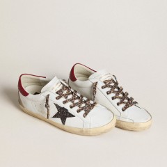 Golden Goose Women's Super-Star In Nappa With Glitter Star And Red Nappa Heel Tab