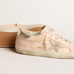 Golden Goose Women's Super-Star In Pink Nappa With Ice-gray Star And Platinum Heel Tab