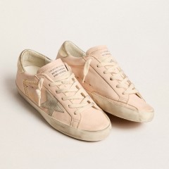 Golden Goose Women's Super-Star In Pink Nappa With Ice-gray Star And Platinum Heel Tab