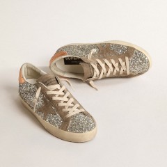 Golden Goose Women's Super-Star In Platinum Glitter With Dove-gray Suede Star