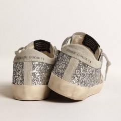 Golden Goose Women's Super-Star In Silver Glitter With Ice-gray Suede Star