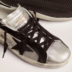 Golden Goose Women's Super-Star In Silver Leather With Contrasting Inserts