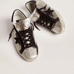 Golden Goose Women's Super-Star In Silver Leather With Contrasting Inserts